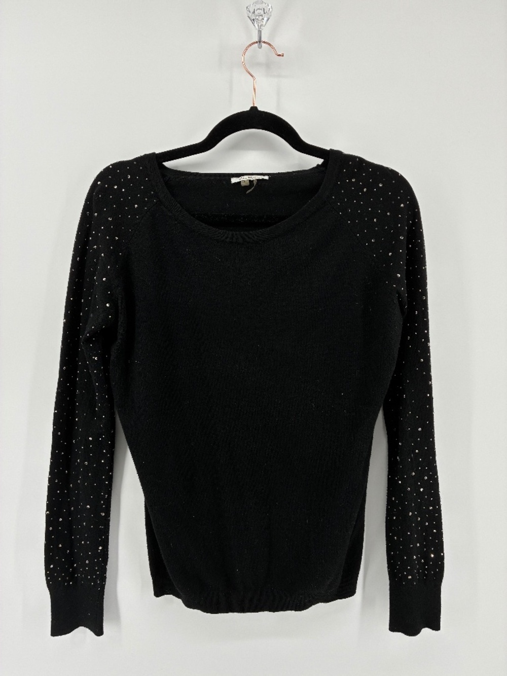 Vila Milano Long Sleeve Rhinestone Arm Wool Blend Shirt Top